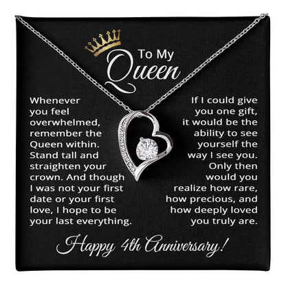 4th Anniversary Jewelry for Women 4 Years - To My Queen Necklace