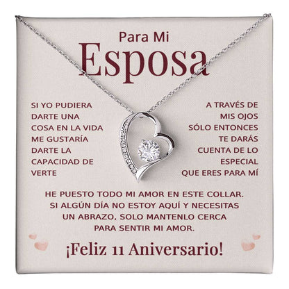 Regalo 11 Aniversario para Esposa - Collar Amor Eterno - To My Wife Necklace in Spanish