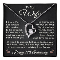 Load image into Gallery viewer, 12th Anniversary Gift for Wife – Necklace with Heartfelt Message Card – Forever Love Pendant
