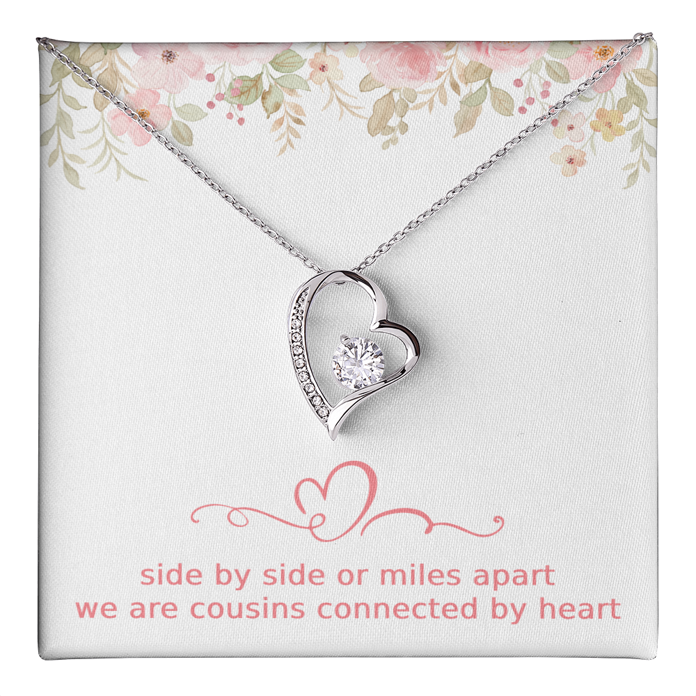 Cousins Gift Cousin Birthday Gift Cousin Christmas Gift Cousin Necklace Side by Side or Miles Apart We are Cousins Connected By Heart Love Pendant