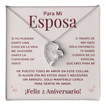 Regalo 2 Aniversario para Esposa - Collar Amor Eterno - To My Wife Necklace in Spanish