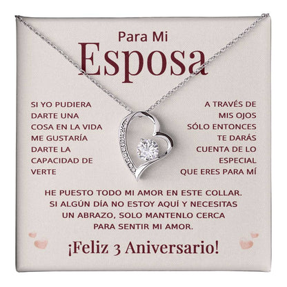 Regalo 3 Aniversario para Esposa - Collar Amor Eterno - To My Wife Necklace in Spanish
