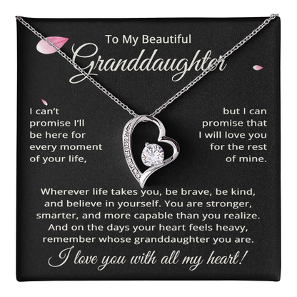 To My Beautiful Granddaughter Heart Necklace - Granddaughter Gifts from Grandma