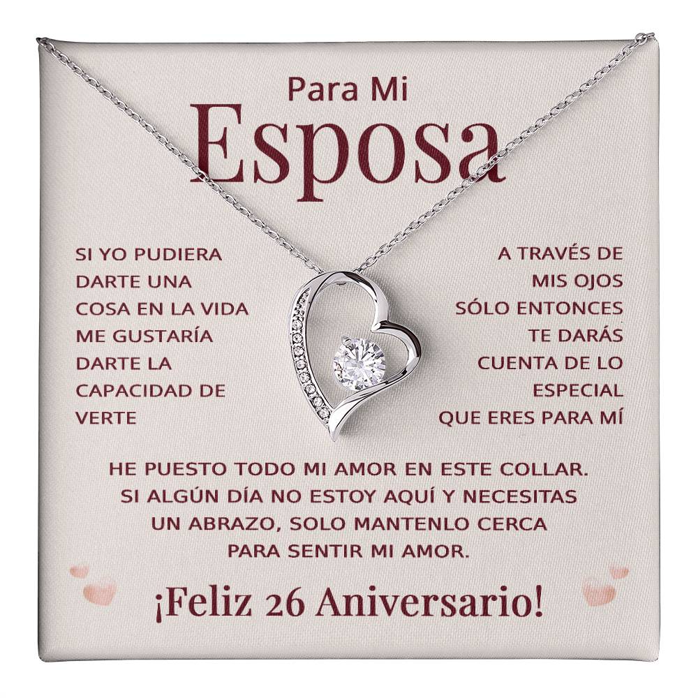 Regalo 26 Aniversario para Esposa - Collar Amor Eterno - To My Wife Necklace in Spanish
