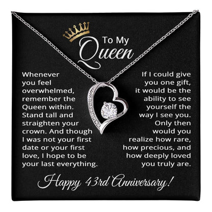 43rd Anniversary Jewelry for Women 43 Years - To My Queen Necklace