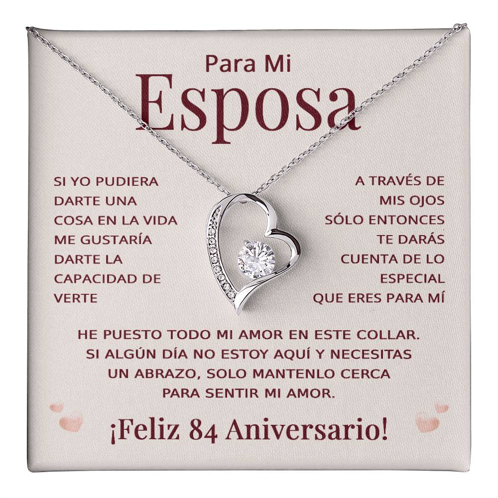 Regalo 84 Aniversario para Esposa - Collar Amor Eterno - To My Wife Necklace in Spanish