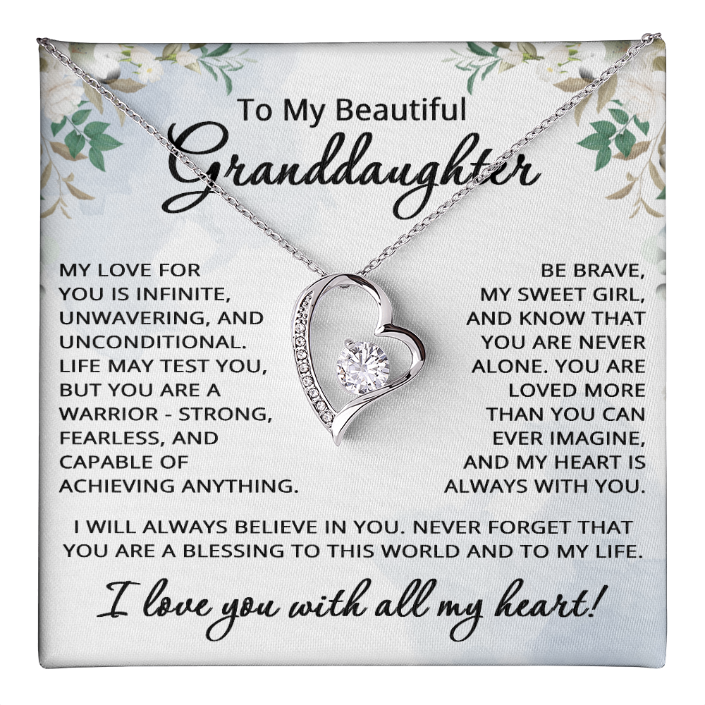To My Granddaughter Necklace from Grandpa Grandma Grandparents Granddaughter Gift for Christmas Birthday Graduation Beautiful Strong Brave Fearless Graduate from Grandmother Grandfather