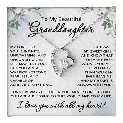 To My Granddaughter Necklace from Grandpa Grandma Grandparents Granddaughter Gift for Christmas Birthday Graduation Beautiful Strong Brave Fearless Graduate from Grandmother Grandfather