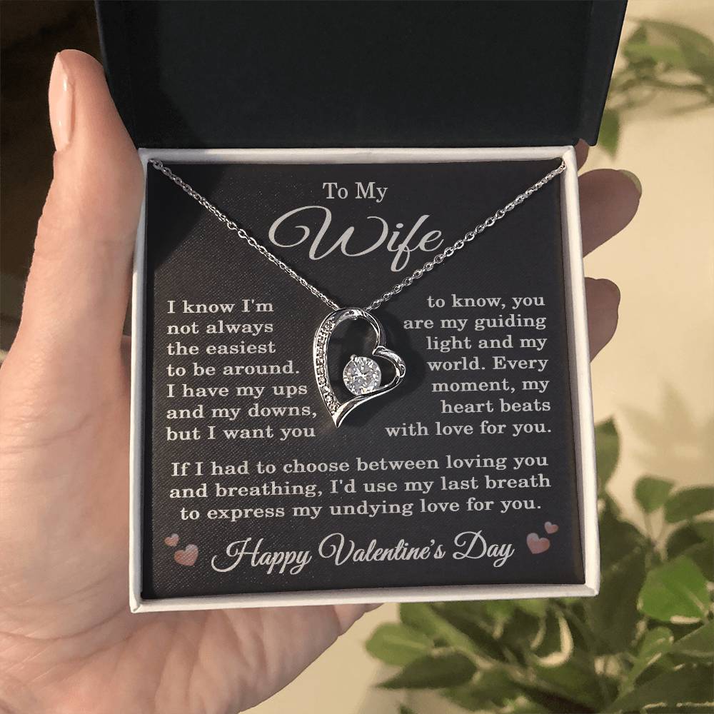 Wife Valentine's Day Necklace for Wife from Husband To My Wife Happy Valentines Day Jewelry for Her Women Forever Love Pendant