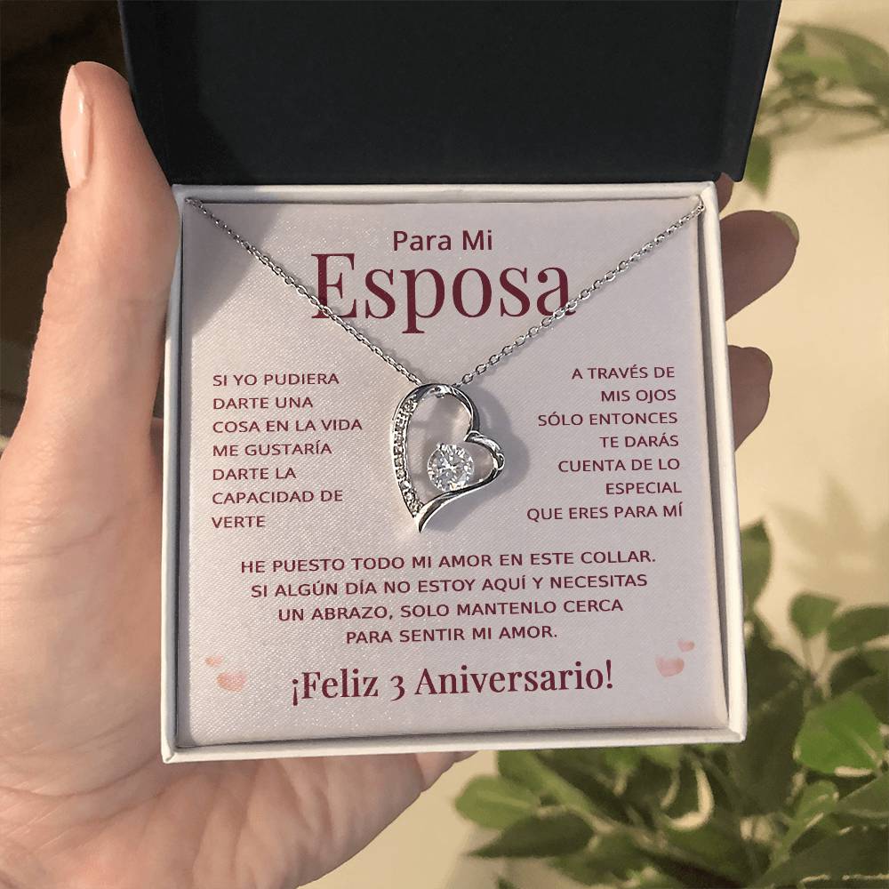 Regalo 3 Aniversario para Esposa - Collar Amor Eterno - To My Wife Necklace in Spanish