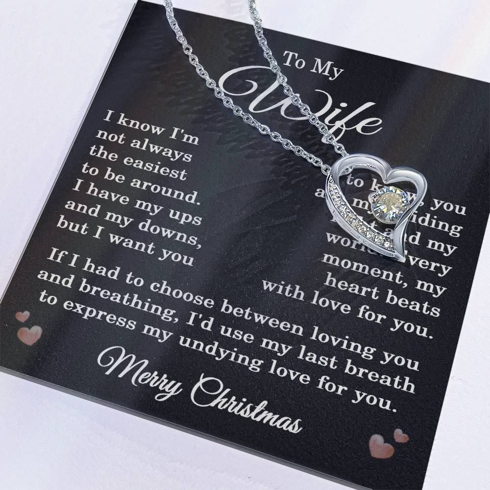 Wife Christmas Necklace for Wife from Husband To My Wife Gift Merry Christmas Jewelry for Her Women Forever Love Pendant