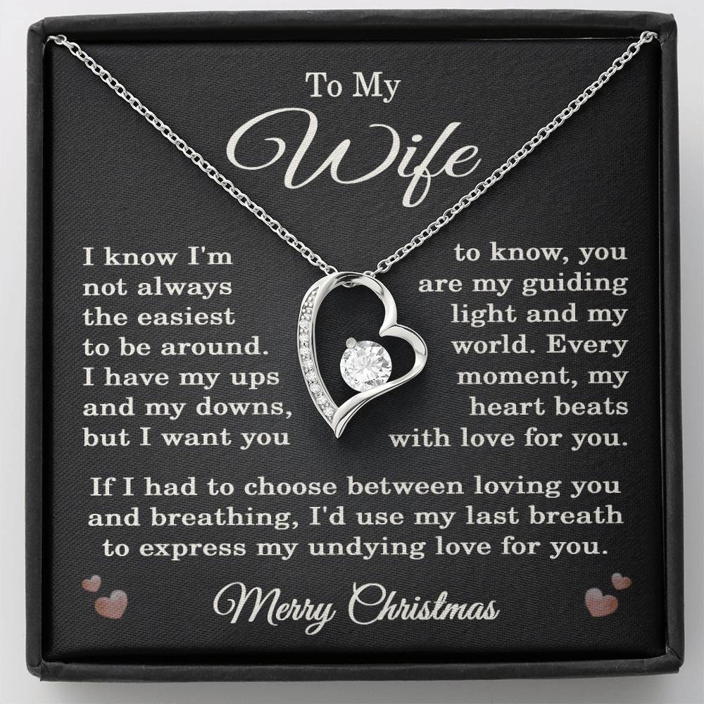 Wife Christmas Necklace for Wife from Husband To My Wife Gift Merry Christmas Jewelry for Her Women Forever Love Pendant