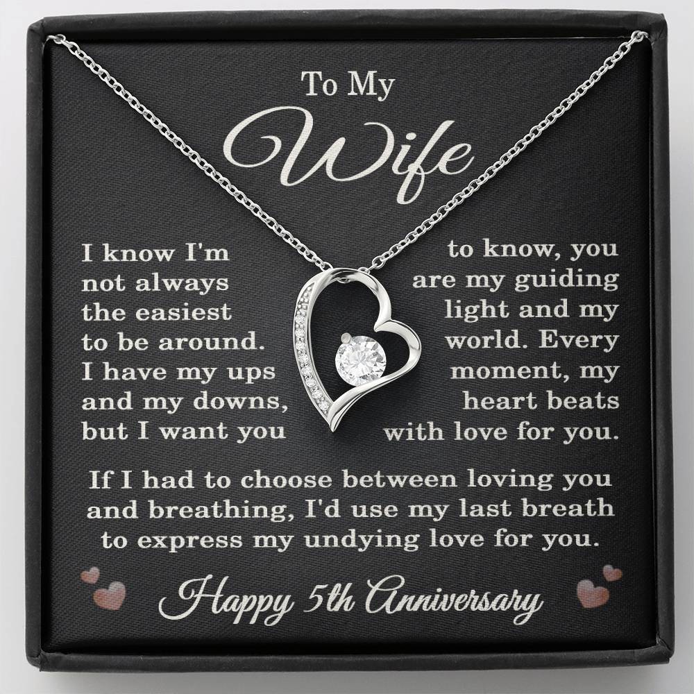 5th Anniversary Necklace for Wife from Husband 5 Years Anniversary Jewelry for Her Women Forever Love Pendant