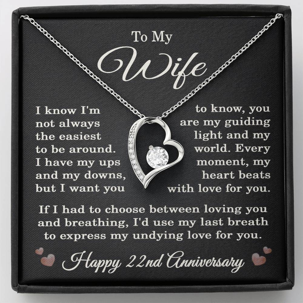 22nd Anniversary Necklace for Wife from Husband 22 Years Anniversary Jewelry for Her Women Forever Love Pendant