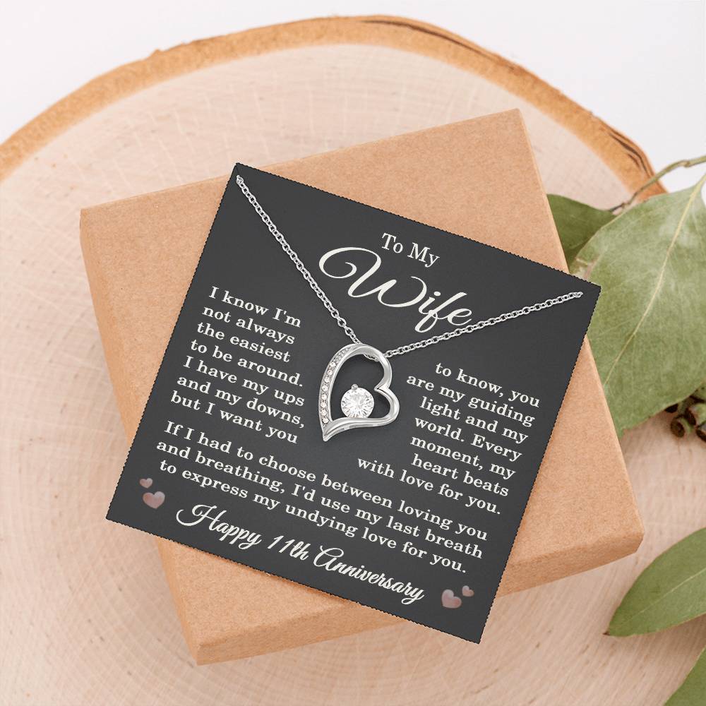 11th Anniversary Necklace for Wife from Husband 11 Years Anniversary Jewelry for Her Women Forever Love Pendant