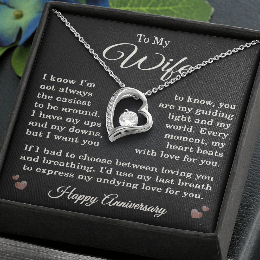 Wife Anniversary Necklace for Wife from Husband To My Wife Happy Anniversary Jewelry for Her Women Forever Love Pendant