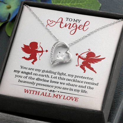 To My Angel Necklace With All My Love Valentines Day Gift with Cupid Wedding Anniversary Jewelry for Wife Christmas Gifts for Her