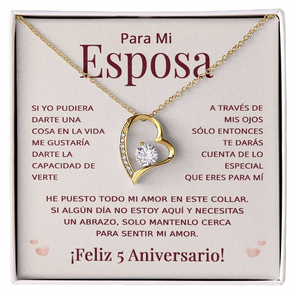 Regalo 5 Aniversario para Esposa - Collar Amor Eterno - To My Wife Necklace in Spanish