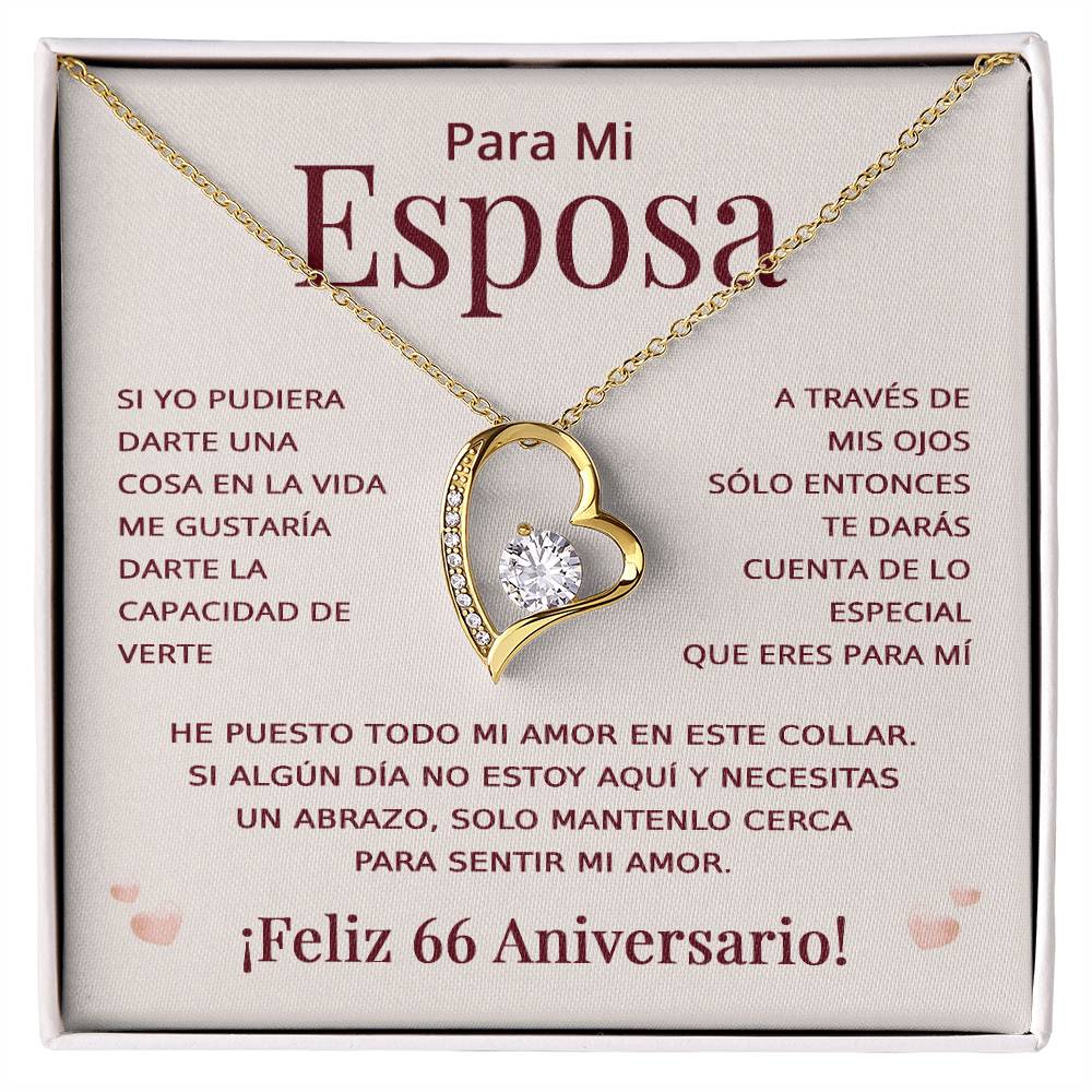 Regalo 66 Aniversario para Esposa - Collar Amor Eterno - To My Wife Necklace in Spanish