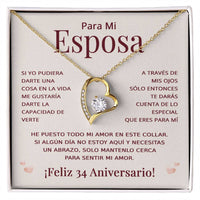 Load image into Gallery viewer, Regalo 34 Aniversario para Esposa - Collar Amor Eterno - To My Wife Necklace in Spanish
