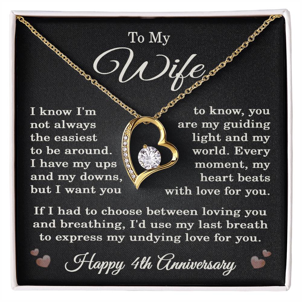 4th Anniversary Necklace for Wife from Husband 4 Years Anniversary Jewelry for Her Women Forever Love Pendant