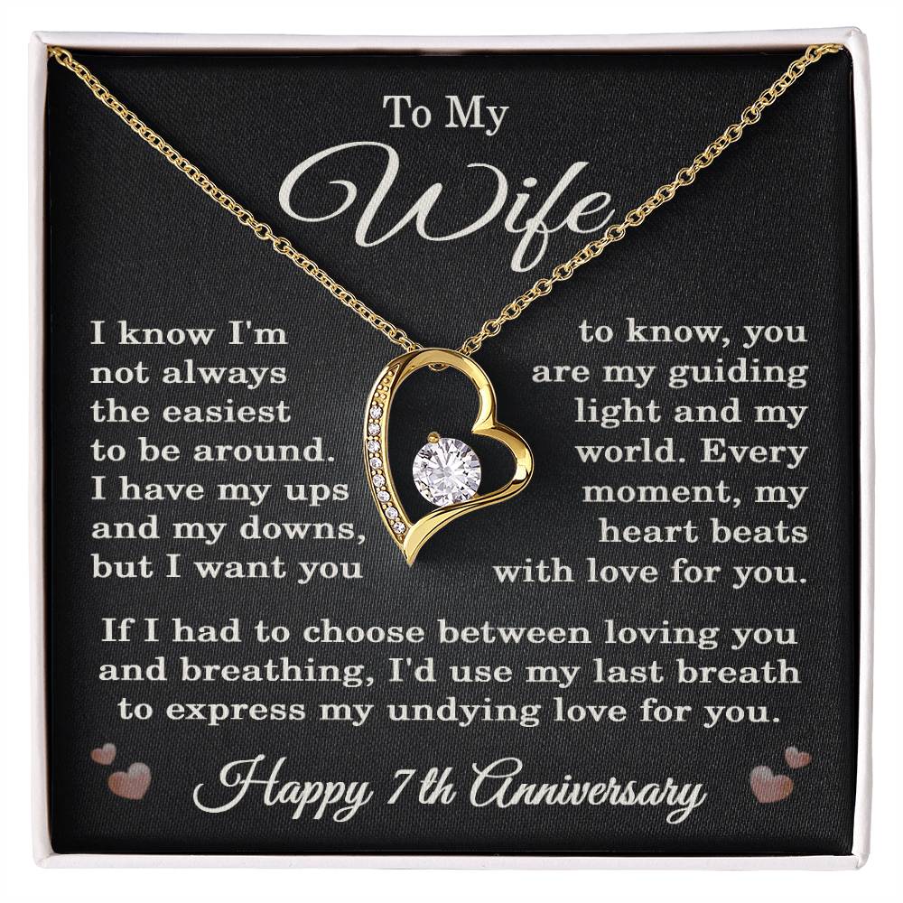 7th Anniversary Necklace for Wife from Husband 7 Years Anniversary Jewelry for Her Women Forever Love Pendant