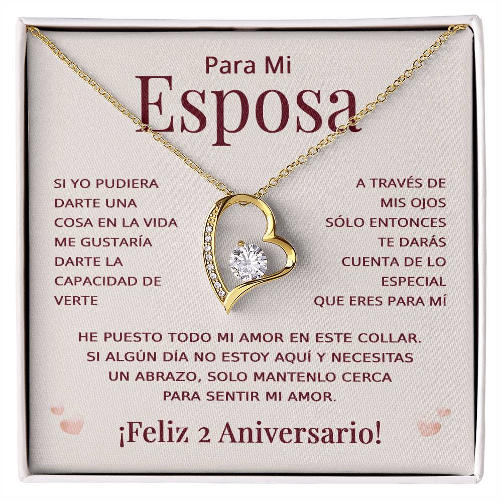 Regalo 2 Aniversario para Esposa - Collar Amor Eterno - To My Wife Necklace in Spanish