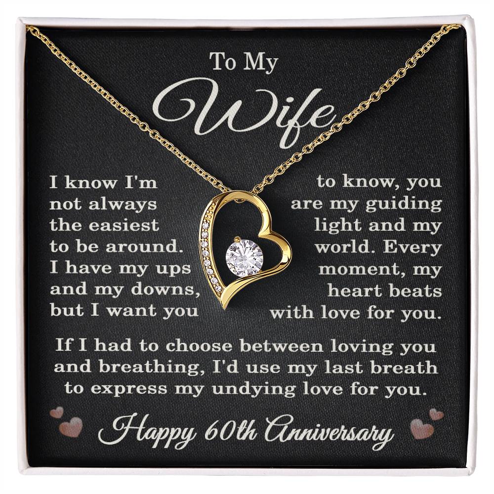 60th Anniversary Necklace for Wife from Husband 60 Years Anniversary Jewelry for Her Women Forever Love Pendant