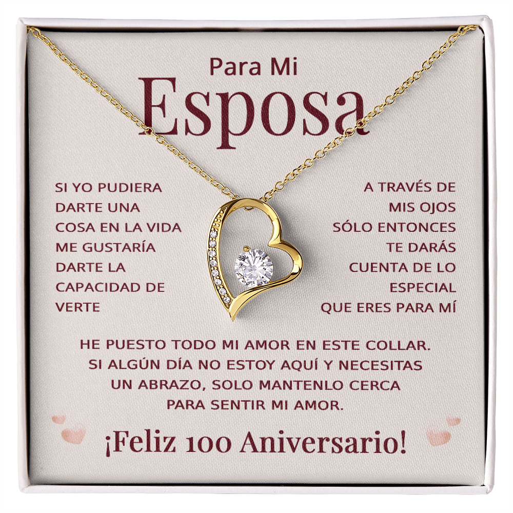 Regalo 100 Aniversario para Esposa - Collar Amor Eterno - To My Wife Necklace in Spanish