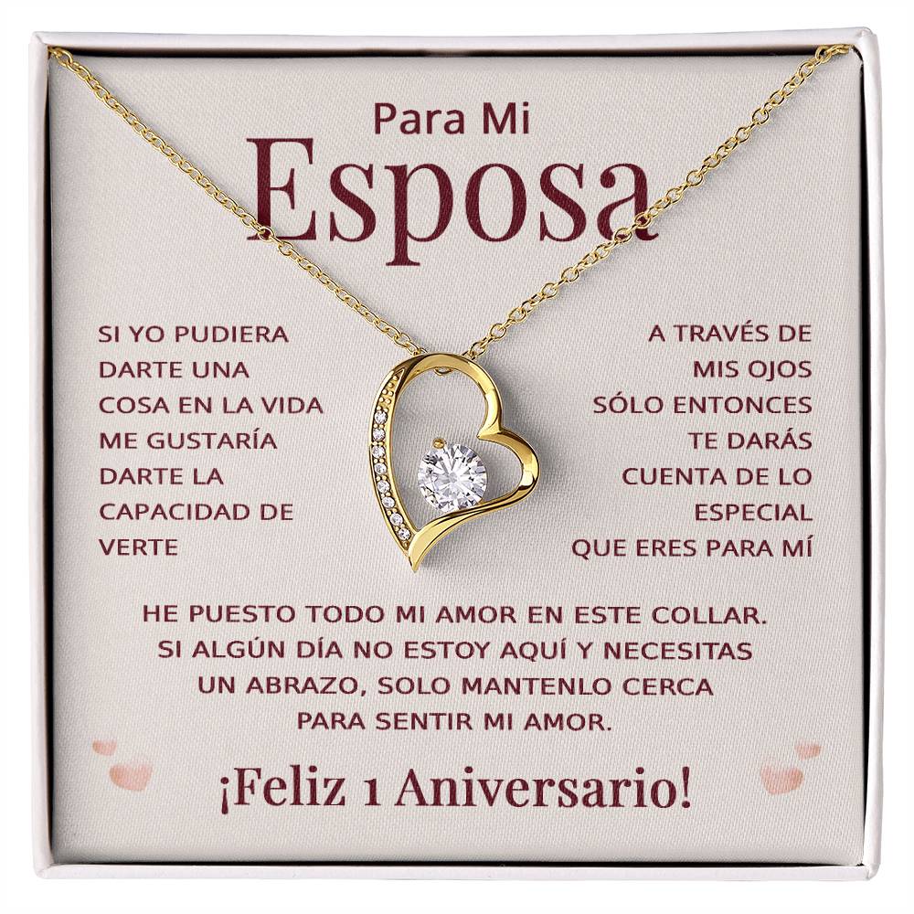 Regalo 1 Aniversario para Esposa - Collar Amor Eterno - To My Wife Necklace in Spanish