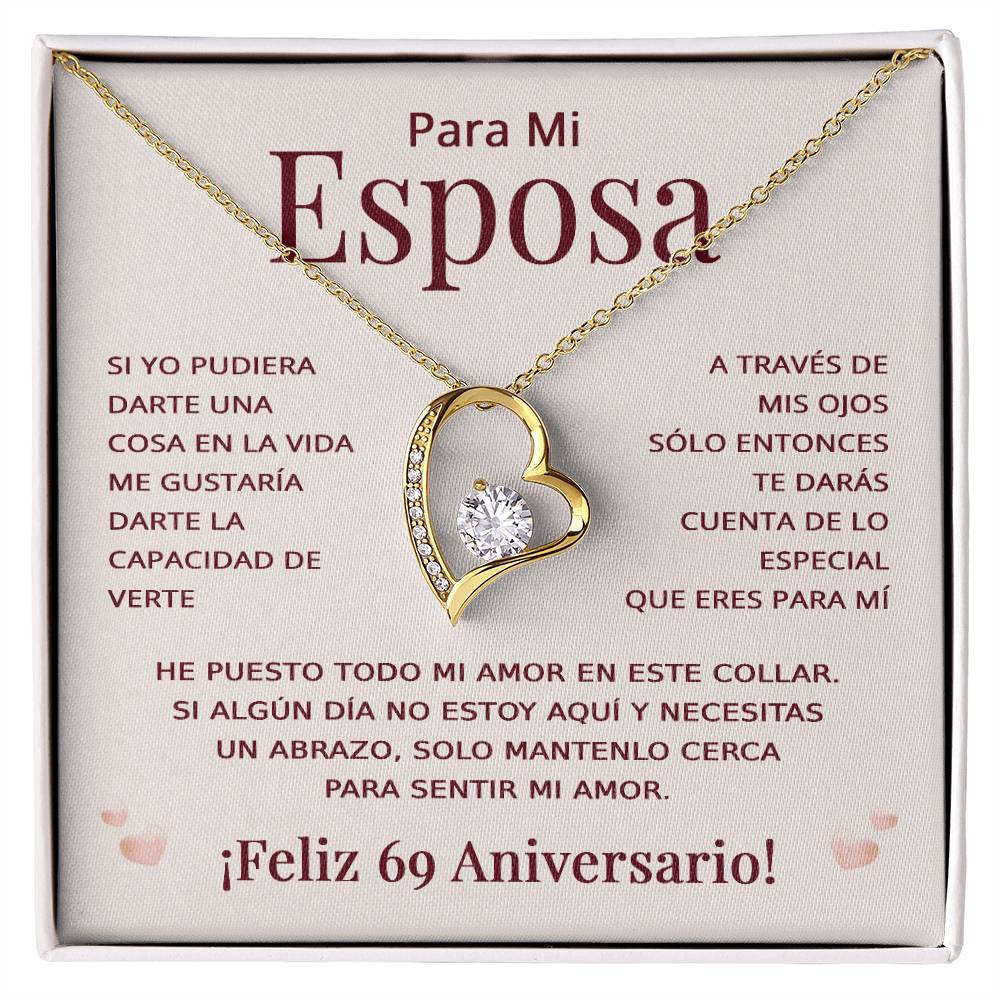 Regalo 69 Aniversario para Esposa - Collar Amor Eterno - To My Wife Necklace in Spanish