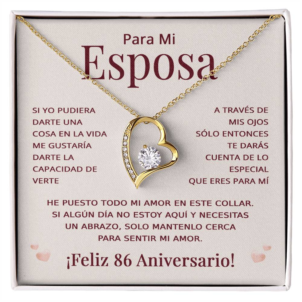 Regalo 86 Aniversario para Esposa - Collar Amor Eterno - To My Wife Necklace in Spanish