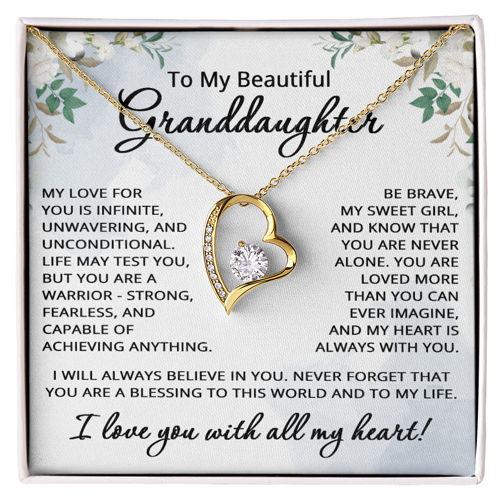 To My Granddaughter Necklace from Grandpa Grandma Grandparents Granddaughter Gift for Christmas Birthday Graduation Beautiful Strong Brave Fearless Graduate from Grandmother Grandfather