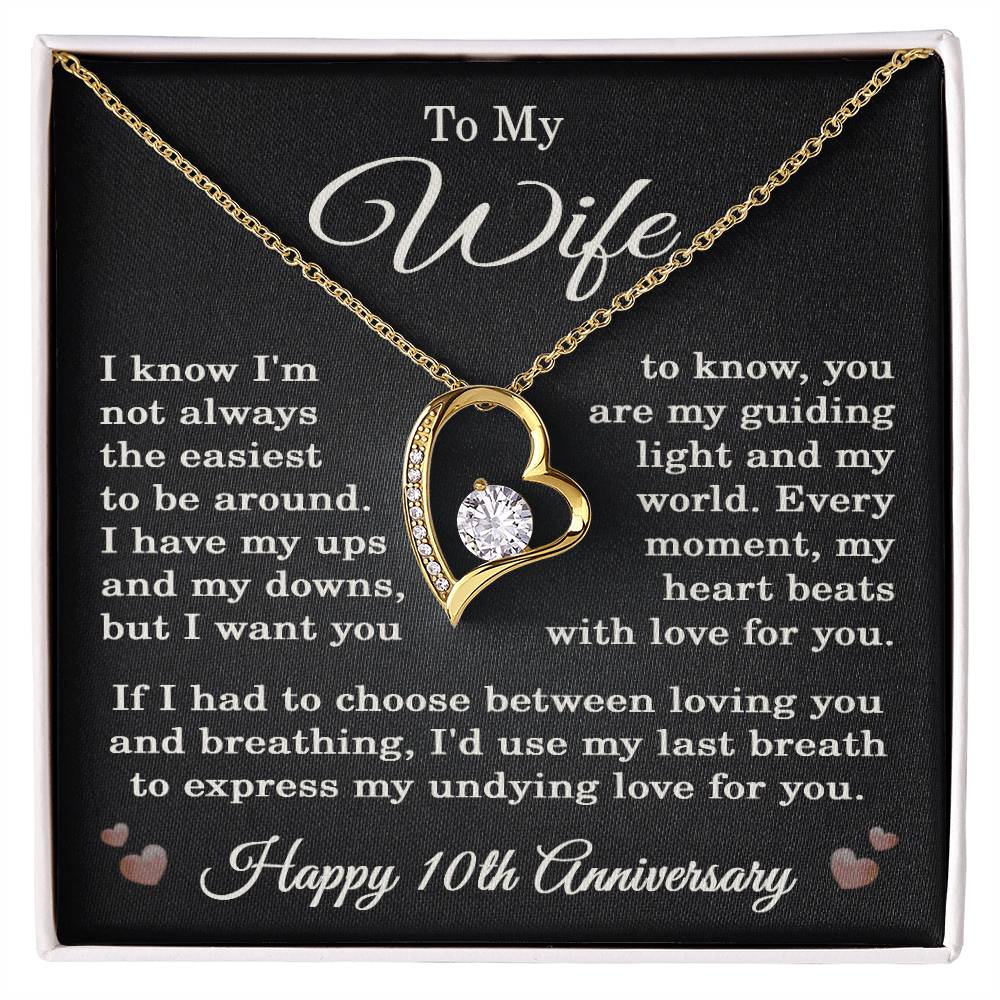 10th Anniversary Necklace for Wife from Husband 10 Years Anniversary Jewelry for Her Women Forever Love Pendant
