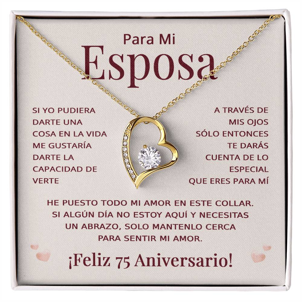 Regalo 75 Aniversario para Esposa - Collar Amor Eterno - Bodas de Brillantes - To My Wife Necklace in Spanish