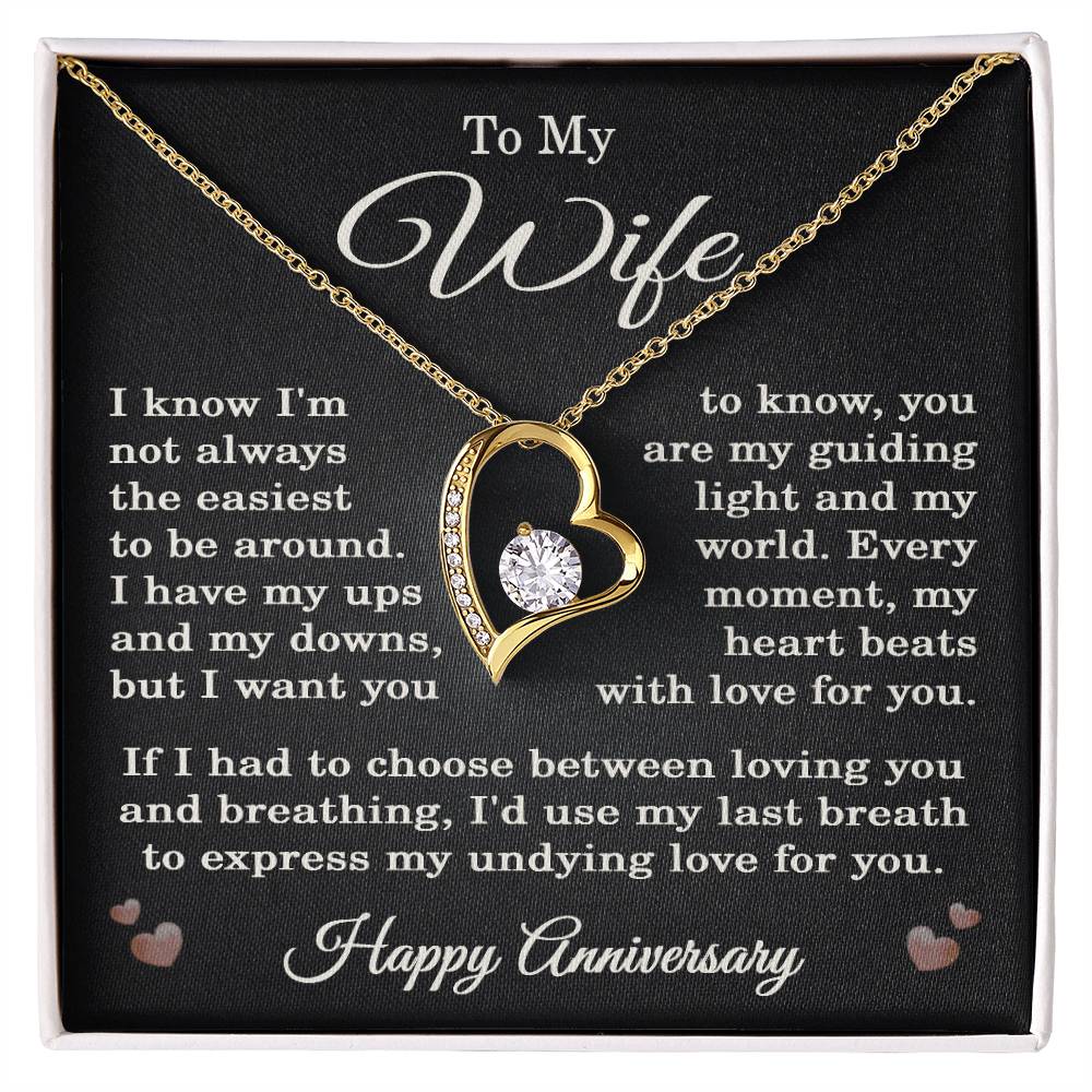 Wife Anniversary Necklace for Wife from Husband To My Wife Happy Anniversary Jewelry for Her Women Forever Love Pendant