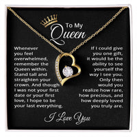 Load image into Gallery viewer, heart pendant necklace for wife or girlfriend with To My Queen message card and crown icon
