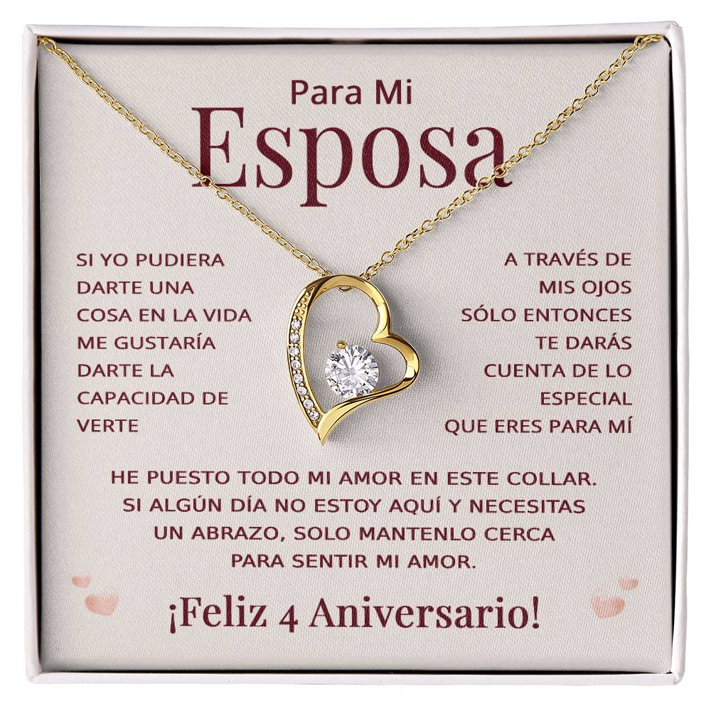 Regalo 4 Aniversario para Esposa - Collar Amor Eterno - To My Wife Necklace in Spanish