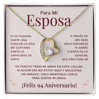 Load image into Gallery viewer, Regalo 94 Aniversario para Esposa - Collar Amor Eterno - To My Wife Necklace in Spanish
