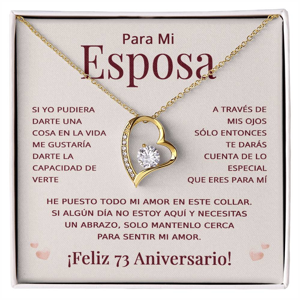 Regalo 73 Aniversario para Esposa - Collar Amor Eterno - To My Wife Necklace in Spanish