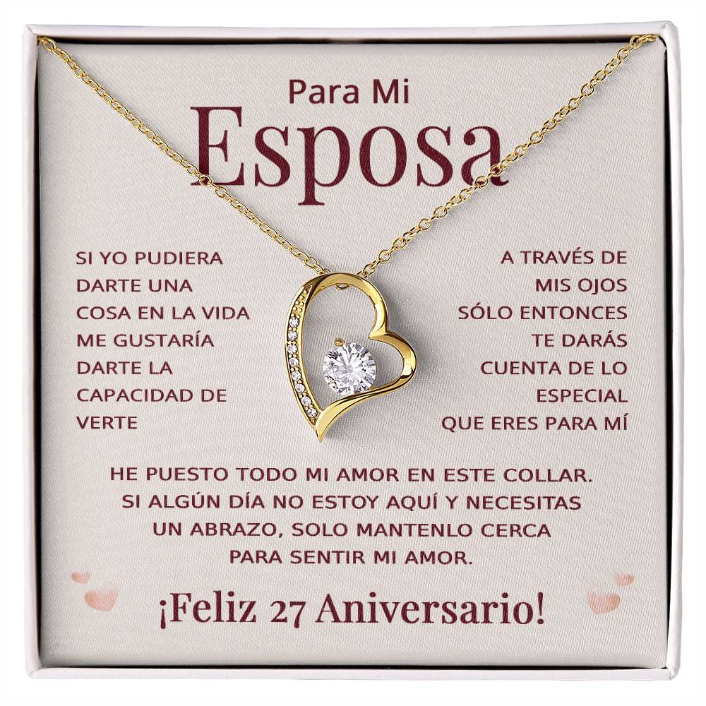 Regalo 27 Aniversario para Esposa - Collar Amor Eterno - To My Wife Necklace in Spanish
