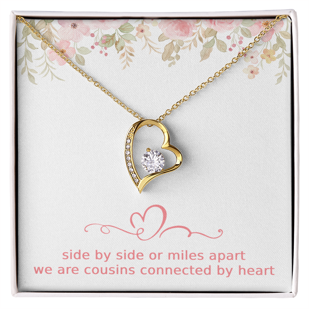 Cousins Gift Cousin Birthday Gift Cousin Christmas Gift Cousin Necklace Side by Side or Miles Apart We are Cousins Connected By Heart Love Pendant