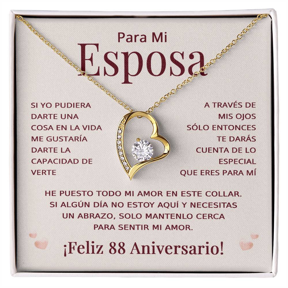 Regalo 88 Aniversario para Esposa - Collar Amor Eterno - To My Wife Necklace in Spanish