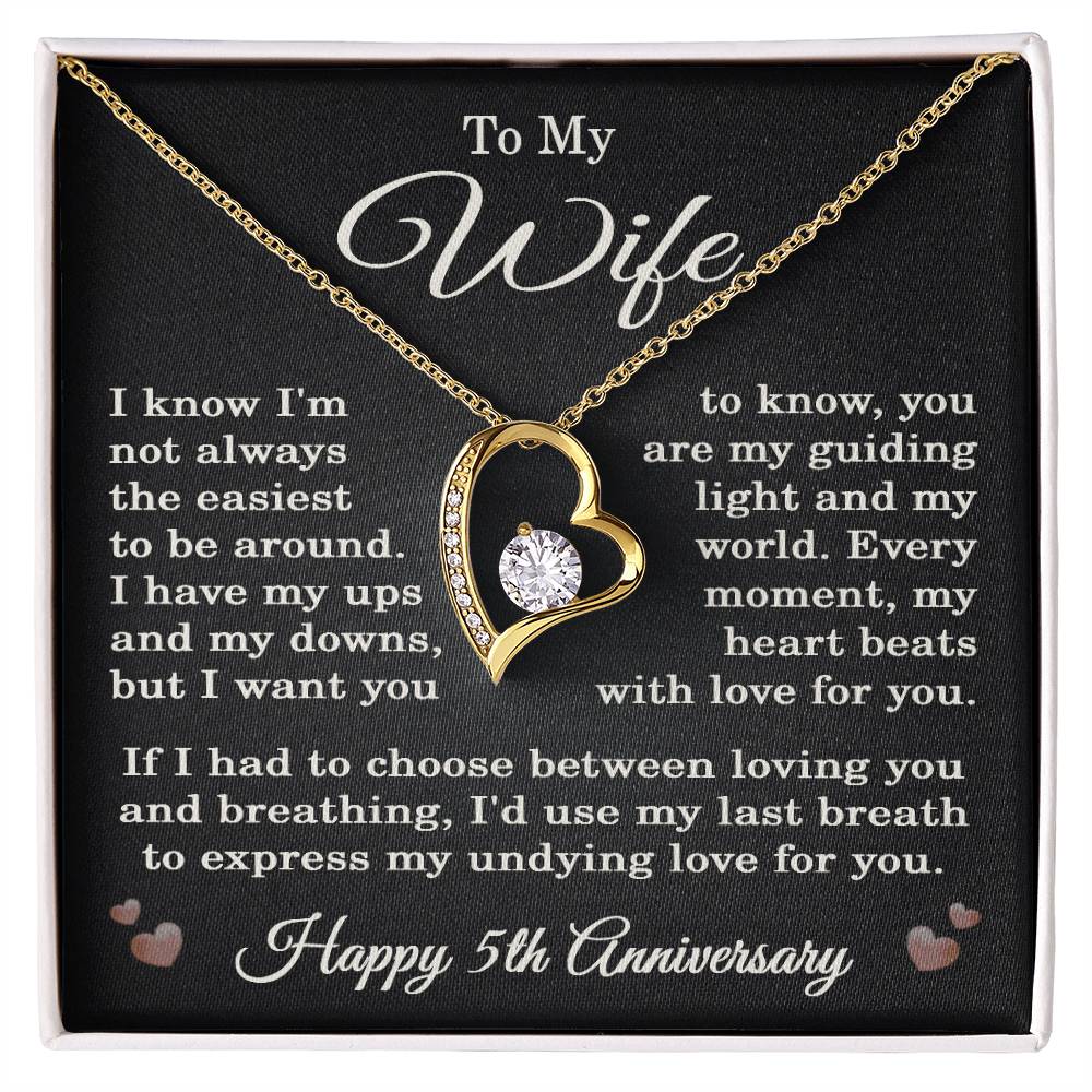 5th Anniversary Necklace for Wife from Husband 5 Years Anniversary Jewelry for Her Women Forever Love Pendant