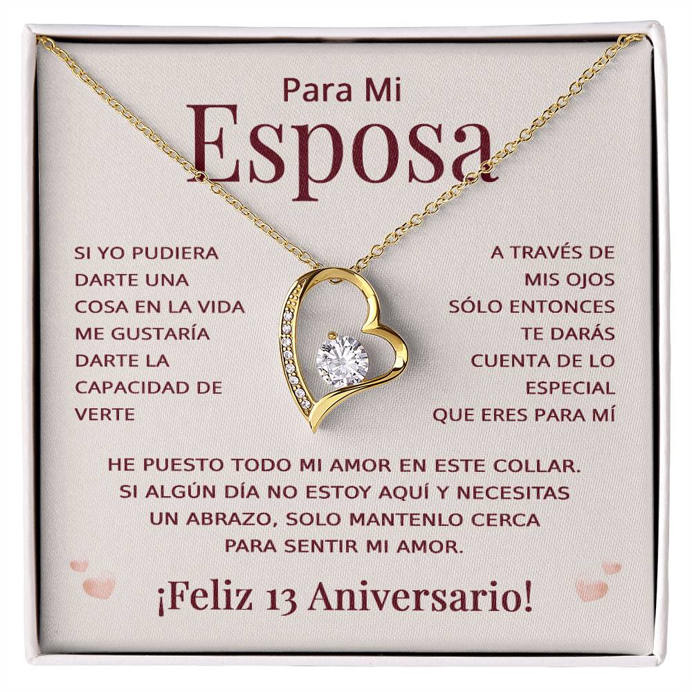 Regalo 13 Aniversario para Esposa - Collar Amor Eterno - To My Wife Necklace in Spanish