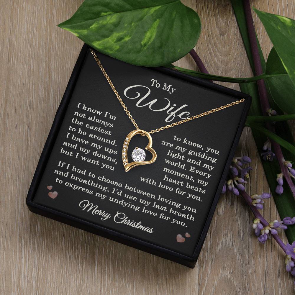 Wife Christmas Necklace for Wife from Husband To My Wife Gift Merry Christmas Jewelry for Her Women Forever Love Pendant
