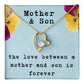 Mother and Son Forever Love Necklace, Gift for Mom from Son with Heartfelt Message Card