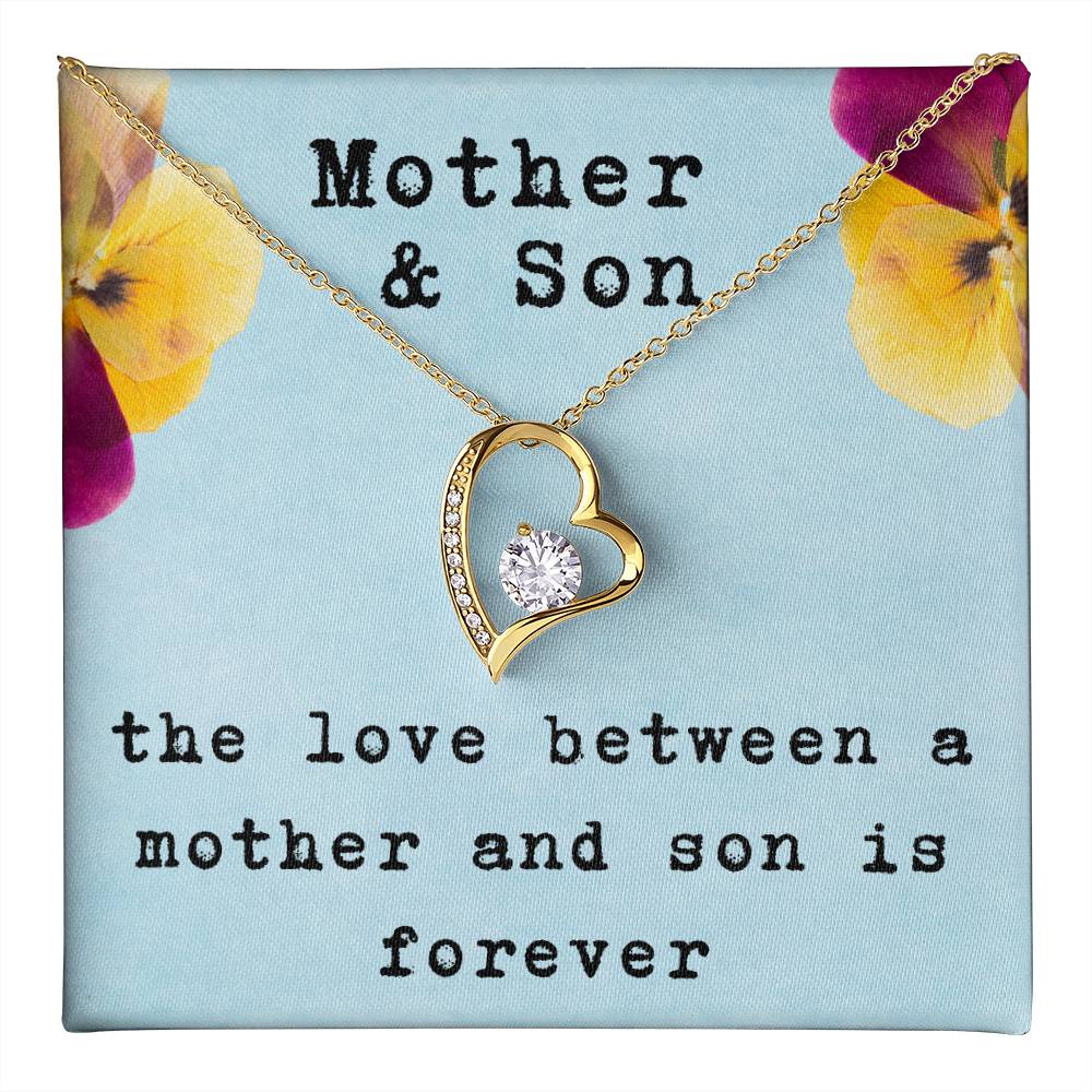 Mother and Son Forever Love Necklace, Gift for Mom from Son with Heartfelt Message Card