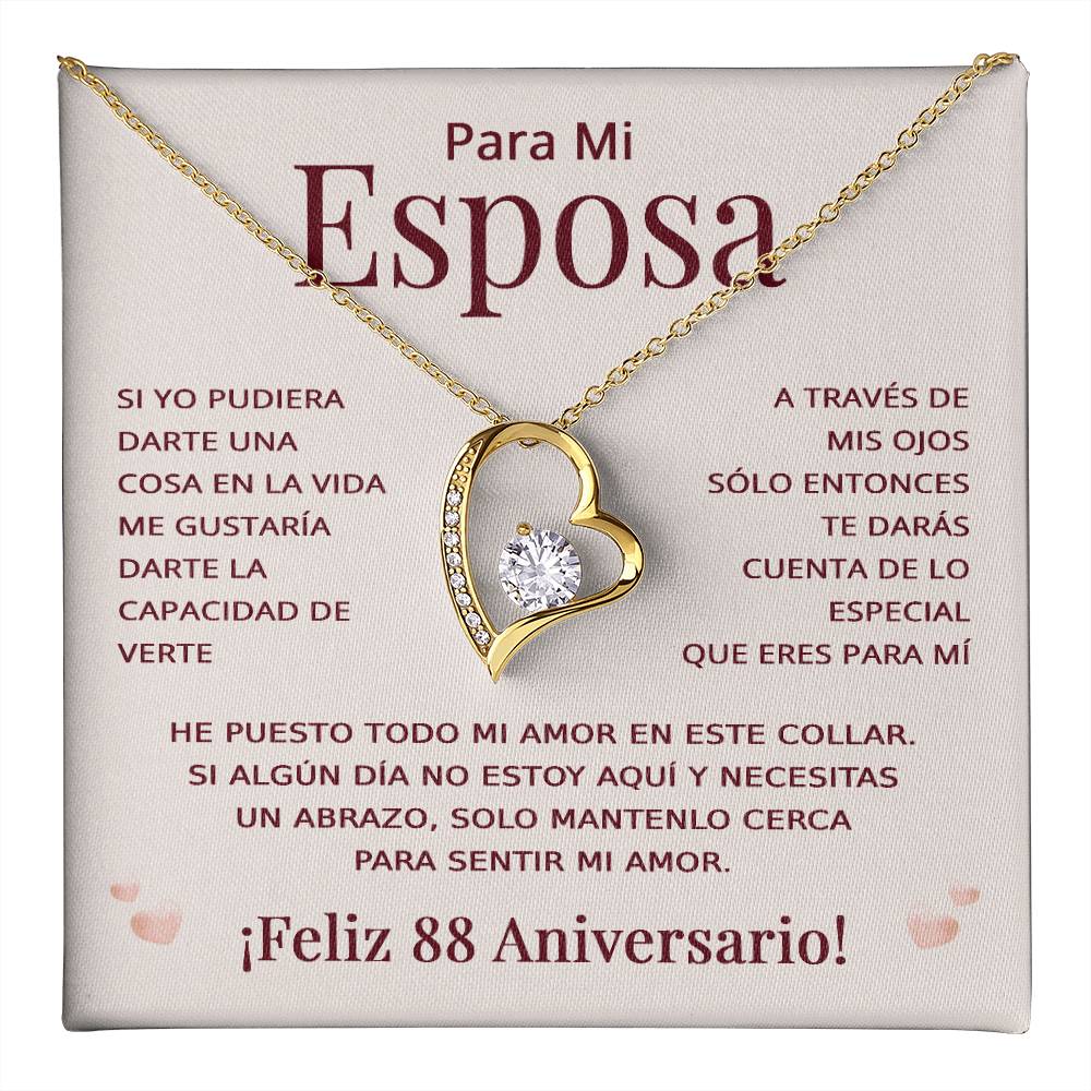Regalo 88 Aniversario para Esposa - Collar Amor Eterno - To My Wife Necklace in Spanish