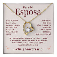Load image into Gallery viewer, Regalo 3 Aniversario para Esposa - Collar Amor Eterno - To My Wife Necklace in Spanish
